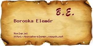Boroska Elemér névjegykártya